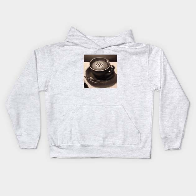 Coffee Monochrome Pointillism Vintage Since Kids Hoodie by Flowering Away